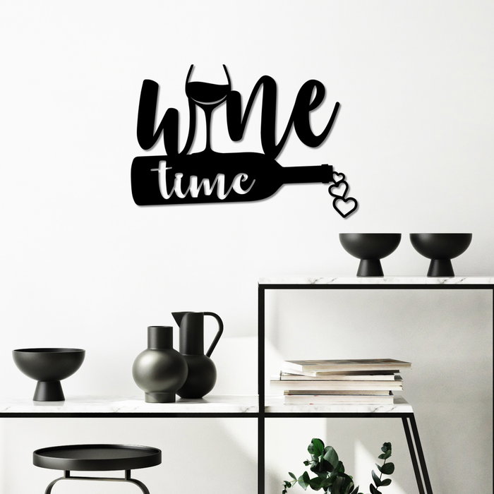 Wallity Wine Time - Escultura de Pared Metálica Negra